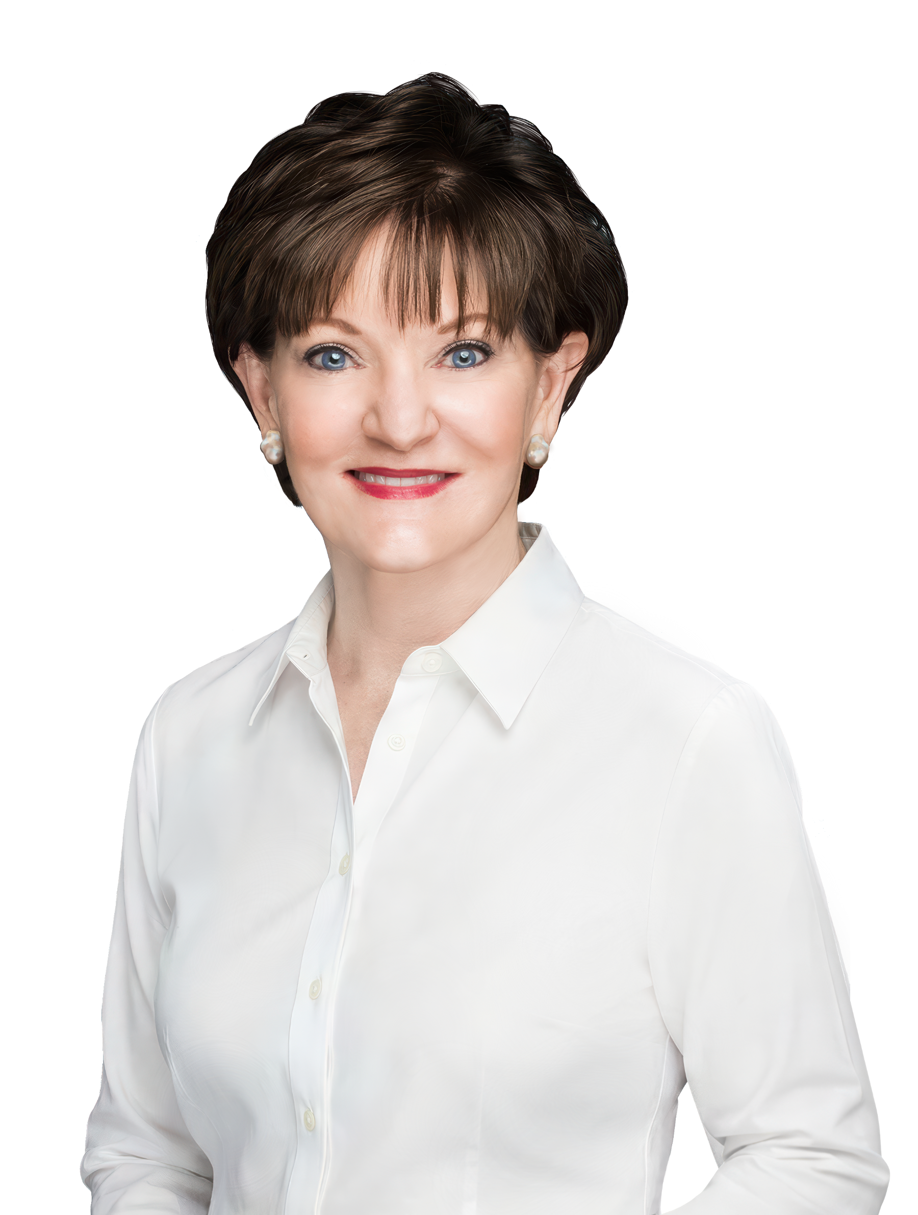 Keynote speaker and cancer survivorship advocate, Beth Sanders Moore, wearing a white blouse posing for a website headshot.